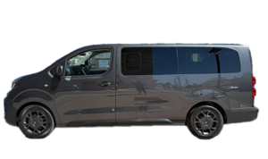 Spacious Fiat Scudo 8-seater 2025 available for car rental at Malaga Airport, ideal for comfortable group tours and golf excursions in Costa del Sol.