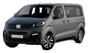 Fiat Scudo 8-seater 2025 van for hire at Malaga Airport, perfect for large families and golf groups in Costa del Sol with ample space for luggage and clubs.