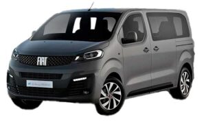 Fiat Scudo 8-seater 2025 van for hire at Malaga Airport, perfect for large families and golf groups in Costa del Sol with ample space for luggage and clubs.