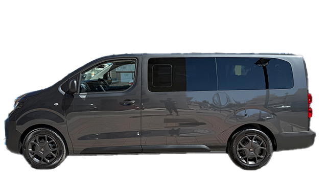 Spacious Fiat Scudo 8-seater 2025 available for car rental at Malaga Airport, ideal for comfortable group tours and golf excursions in Costa del Sol.