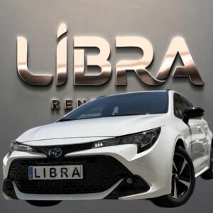White Toyota Corolla Hybrid Touring Sport available for hire in Malaga from Libra Rent a Car. Family hybrid car on the Costa del Sol.