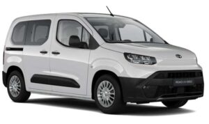 Toyota Proace 2025 van for hire at Malaga Airport, perfect for large groups and golfers with extensive luggage capacity in Costa del Sol.