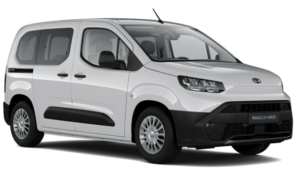 Toyota Proace 2025 van for hire at Malaga Airport, perfect for large groups and golfers with extensive luggage capacity in Costa del Sol.