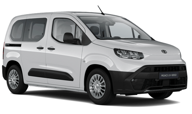 Toyota Proace 2025 van for hire at Malaga Airport, perfect for large groups and golfers with extensive luggage capacity in Costa del Sol.